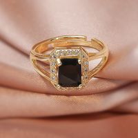 Fashion Micro Inlaid Zircon Open Adjustable Copper Ring Real Gold Plating sku image 27