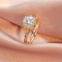 Fashion Micro Inlaid Zircon Open Adjustable Copper Ring Real Gold Plating sku image 25