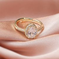 Fashion Micro Inlaid Zircon Open Adjustable Copper Ring Real Gold Plating sku image 33