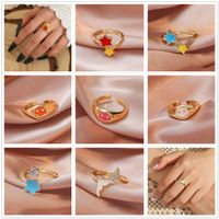Retro Copper Four-leaf Clover Rings Daily Zircon main image 1