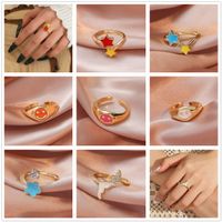 Retro Copper Four-leaf Clover Rings Daily Zircon main image 2