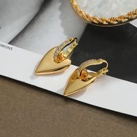 Retro Heart Shape Copper Inlay Zircon Dangling Earrings 1 Pair sku image 2