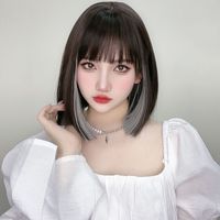 Women's Casual Street High Temperature Wire Bangs Short Straight Hair Wigs sku image 1