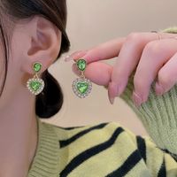 Elegant Heart Shape Alloy Plating Rhinestones Women's Earrings 1 Pair main image 3