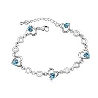 Fashion Heart Shape Alloy Inlaid Crystal Artificial Gemstones Women's Bracelets sku image 1