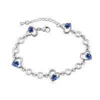 Fashion Heart Shape Alloy Inlaid Crystal Artificial Gemstones Women's Bracelets sku image 4