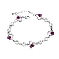 Moda Forma De Corazón Aleación Cristal Con Incrustaciones Piedras Preciosas Artificiales Mujeres Pulsera sku image 2