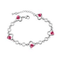 Moda Forma De Corazón Aleación Cristal Con Incrustaciones Piedras Preciosas Artificiales Mujeres Pulsera main image 3