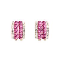 Fashion Round Alloy Gold Plated Inlay Crystal Women's Earrings 1 Pair sku image 5