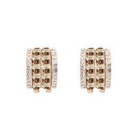 Fashion Round Alloy Gold Plated Inlay Crystal Women's Earrings 1 Pair sku image 1