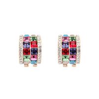 Fashion Round Alloy Gold Plated Inlay Crystal Women's Earrings 1 Pair sku image 3