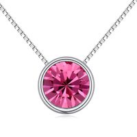 Fashion Round Alloy Gold Plated Inlay Crystal Zircon Women's Necklace 1 Piece sku image 3