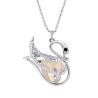 Fashion Swan Alloy Gold Plated Inlay Crystal Women's Pendant Necklace sku image 3