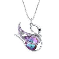 Fashion Swan Alloy Gold Plated Inlay Crystal Women's Pendant Necklace main image 4