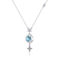 Fashion Cross Star Moon Alloy Gold Plated Inlay Crystal Women's Pendant Necklace 1 Piece sku image 5
