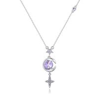 Fashion Cross Star Moon Alloy Gold Plated Inlay Crystal Women's Pendant Necklace 1 Piece sku image 1