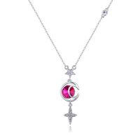 Fashion Cross Star Moon Alloy Gold Plated Inlay Crystal Women's Pendant Necklace 1 Piece sku image 2