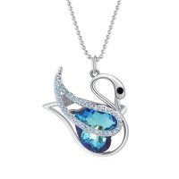 Fashion Swan Alloy Gold Plated Inlay Crystal Women's Pendant Necklace sku image 2