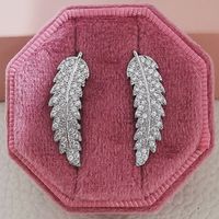 1 Pair Fashion Leaf Heart Shape Butterfly Copper Inlay Zircon Ear Studs sku image 12