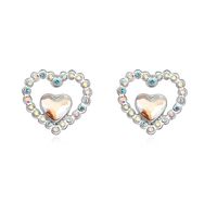 Fashion Heart Shape Alloy Inlay Crystal Women's Ear Studs 1 Pair sku image 1
