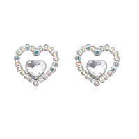 Fashion Heart Shape Alloy Inlay Crystal Women's Ear Studs 1 Pair sku image 2