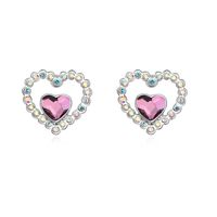 Fashion Heart Shape Alloy Inlay Crystal Women's Ear Studs 1 Pair sku image 3