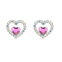 Fashion Heart Shape Alloy Inlay Crystal Women's Ear Studs 1 Pair sku image 4