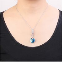 Simple Style Heart Shape Alloy Inlay Crystal Women's Pendant Necklace 1 Piece main image 2