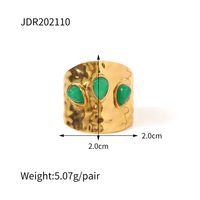 Fashion Geometric Stainless Steel Irregular Artificial Gemstones Gold Plated Rings sku image 12