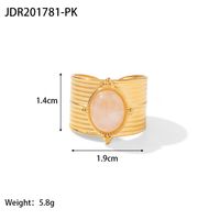 Fashion Geometric Stainless Steel Irregular Artificial Gemstones Gold Plated Rings sku image 7