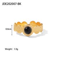 Fashion Geometric Stainless Steel Irregular Artificial Gemstones Gold Plated Rings sku image 1