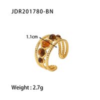 Fashion Geometric Stainless Steel Irregular Artificial Gemstones Gold Plated Rings sku image 11