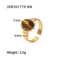 Fashion Geometric Stainless Steel Irregular Artificial Gemstones Gold Plated Rings sku image 4