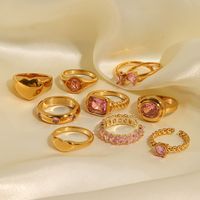 Fashion Geometric Stainless Steel Plating Zircon Gold Plated Rings main image 5