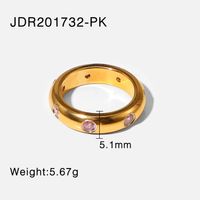 Mode Geometrisch Rostfreier Stahl Überzug Zirkon Vergoldet Ringe sku image 3