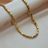 Basic Geometric Titanium Steel Beaded Gold Plated Necklace 1 Piece main image 4