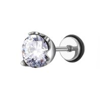 Fashion Round Square Stainless Steel Plating Inlay Zircon Ear Studs 1 Piece sku image 7