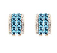 Fashion Round Alloy Gold Plated Inlay Crystal Women's Earrings 1 Pair main image 3