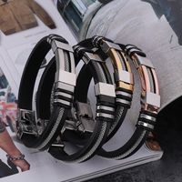 Fashion Solid Color Stainless Steel Silica Gel Plating Men's Bangle main image 4