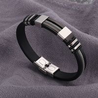 Fashion Solid Color Stainless Steel Silica Gel Plating Men's Bangle sku image 1