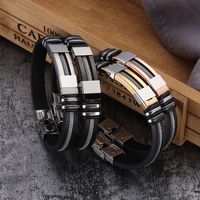 Fashion Solid Color Stainless Steel Silica Gel Plating Men's Bangle main image 1