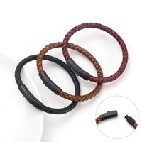 Fashion Solid Color Pu Leather Titanium Steel Polishing Bracelets 1 Piece main image 3