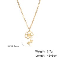 Fashion Flower Stainless Steel Plating Pendant Necklace 1 Piece sku image 20
