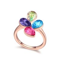 Fashion Flower Alloy Inlay Crystal Women's Rings 1 Piece main image 1