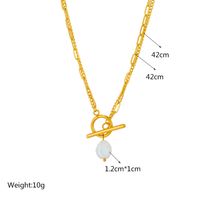Basic Geometric Titanium Steel Layered Gold Plated Artificial Pearls Pendant Necklace main image 2