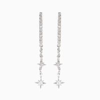 Summer New Chain Star Copper Zirconium Plated 18 Real Gold Long Earrings sku image 4