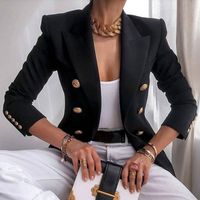 Femmes Mode Vêtement De Rue Couleur Unie Patchwork Double Boutonnage Manteau Blazer main image 6