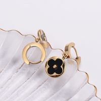 Cute Petal Stainless Steel Enamel Gold Plated Resin Drop Earrings 1 Pair main image 4