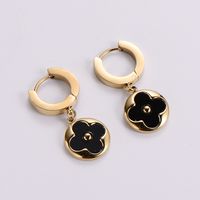 Cute Petal Stainless Steel Enamel Gold Plated Resin Drop Earrings 1 Pair sku image 1