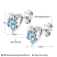 Retro Heart Shape Sterling Silver Inlay Zircon Ear Studs 1 Pair main image 5